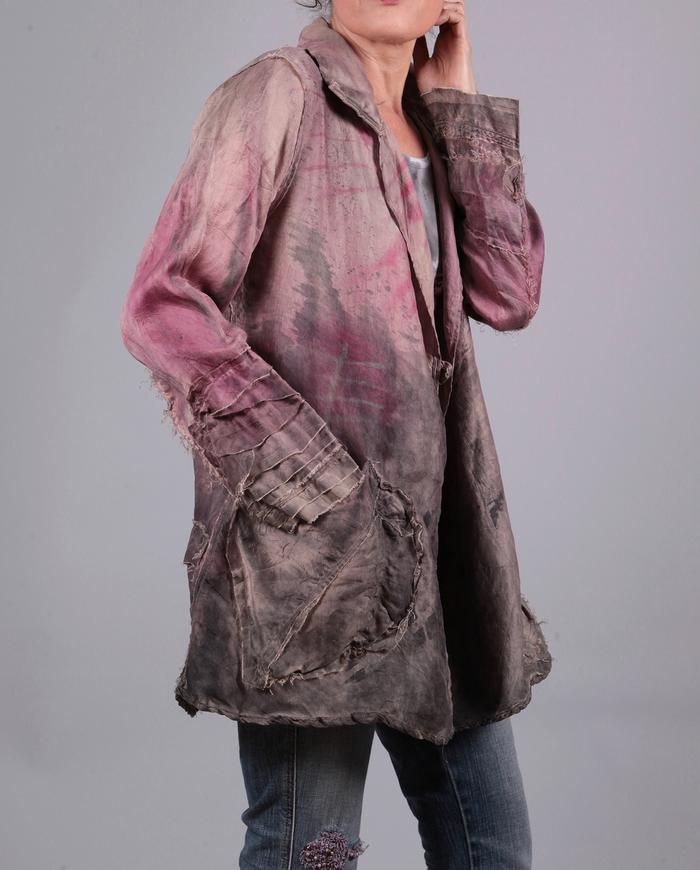 'mauve marvel' stonewashed look silk jacket