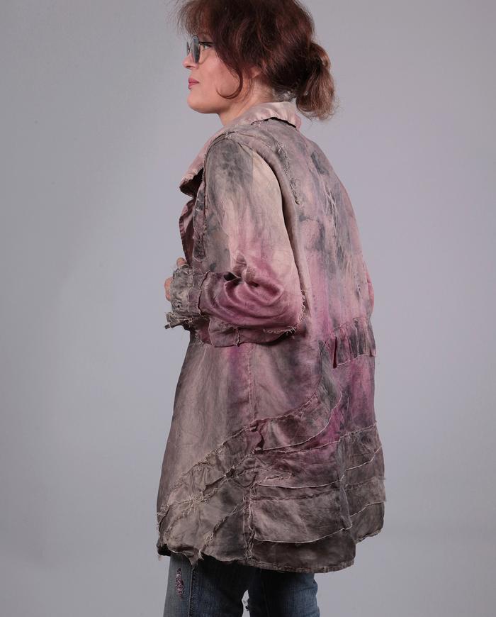 'mauve marvel' stonewashed look silk jacket