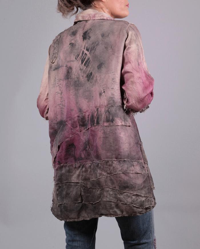 'mauve marvel' stonewashed look silk jacket