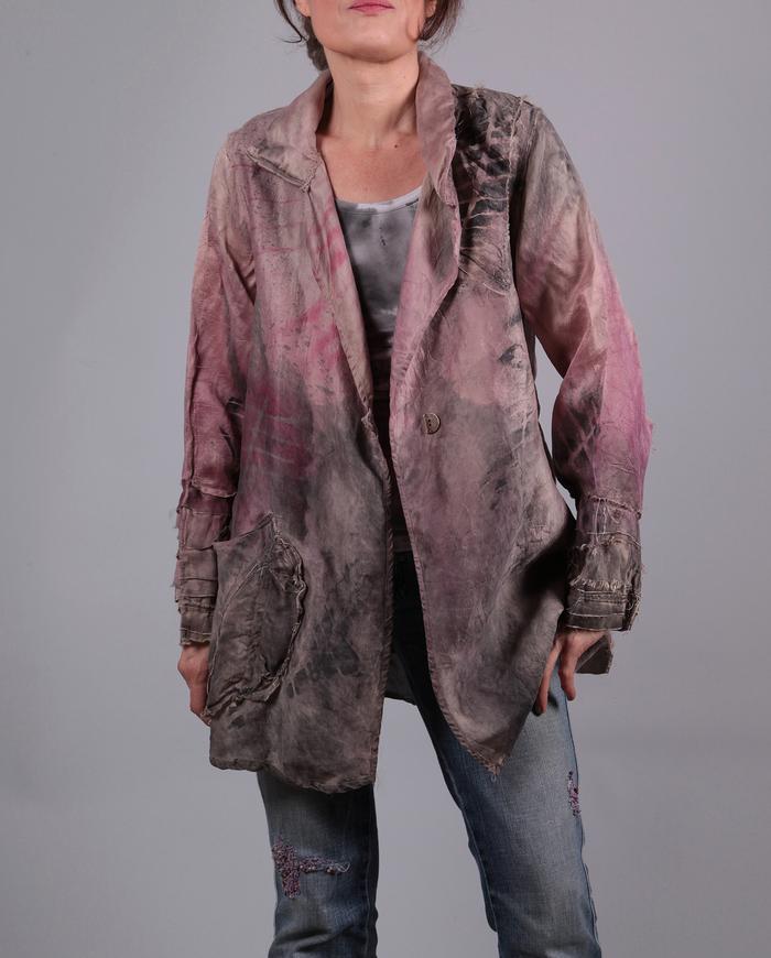 'mauve marvel' stonewashed look silk jacket