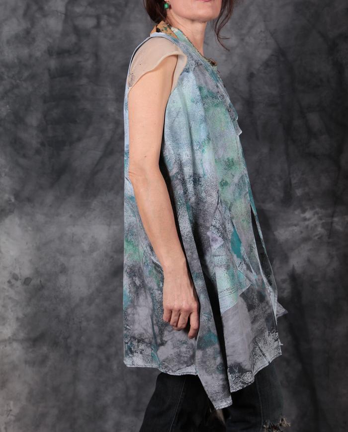 A-line watercolor hand-painted art vest