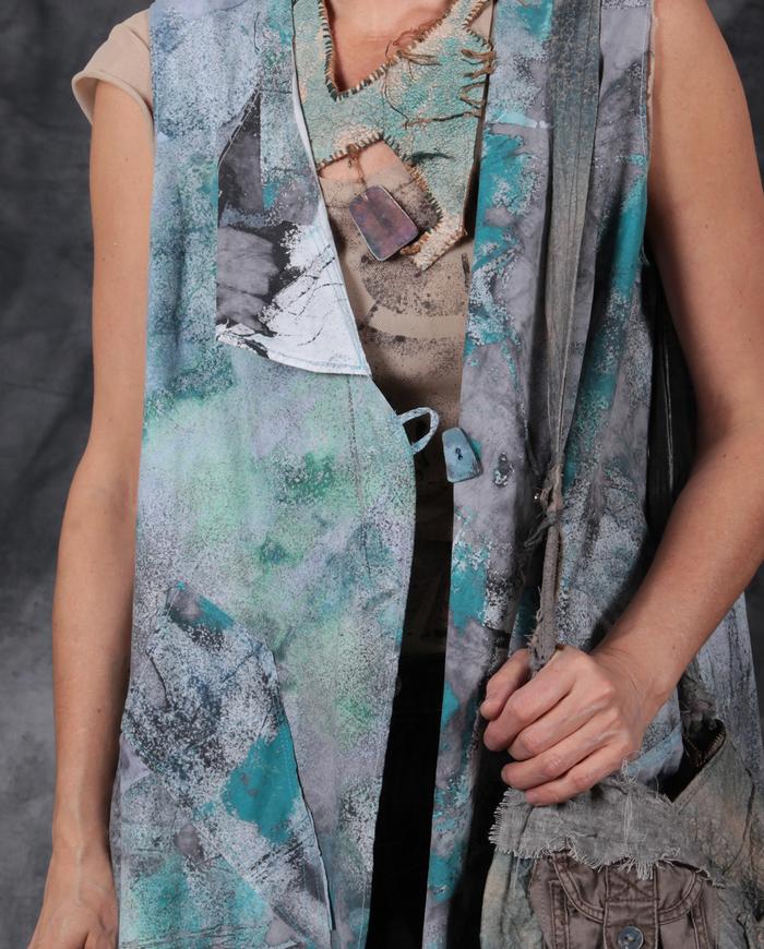 A-line watercolor hand-painted art vest