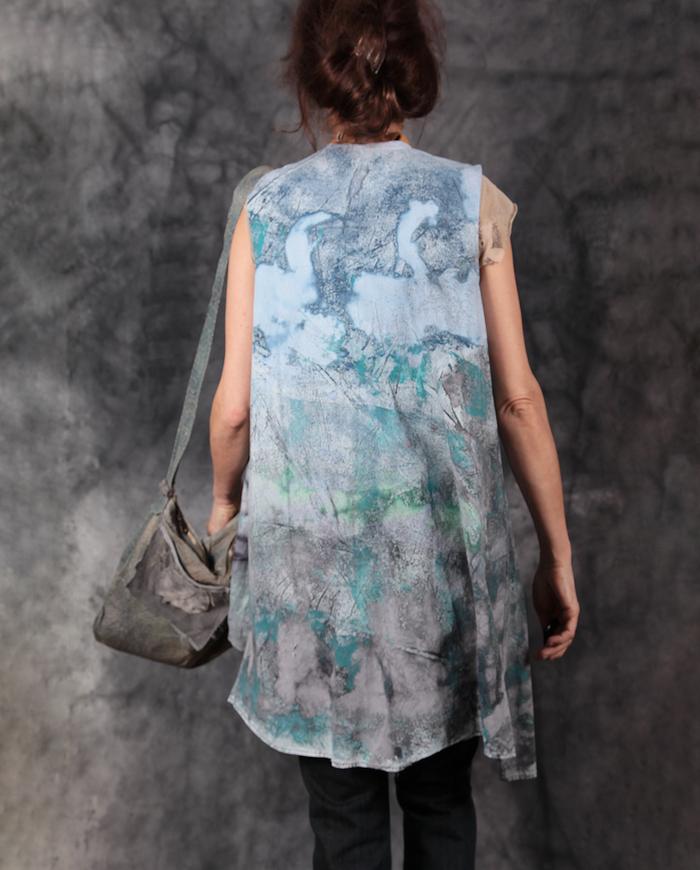 A-line watercolor hand-painted art vest