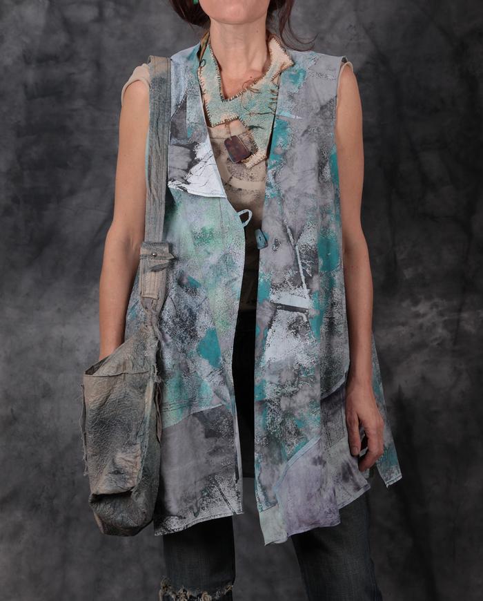 A-line watercolor hand-painted art vest