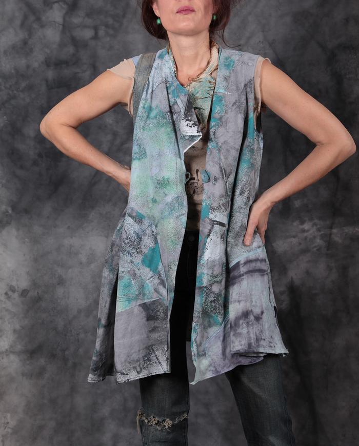 A-line watercolor hand-painted art vest