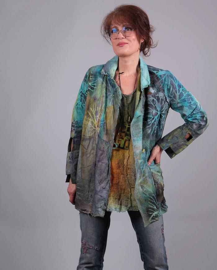 'wonders of nature' intricately painted summer jacket