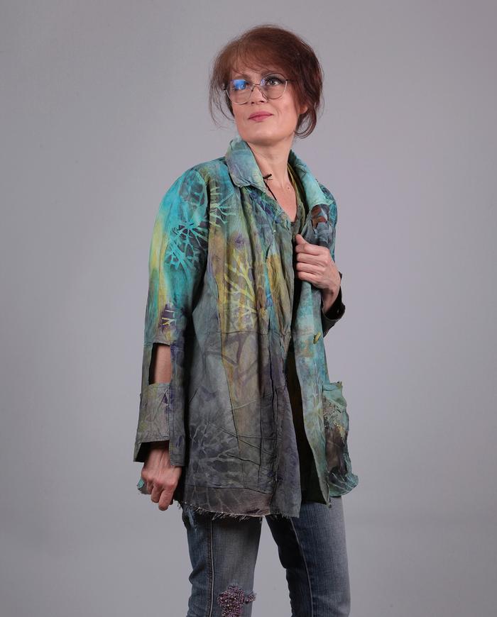 'wonders of nature' intricately painted summer jacket