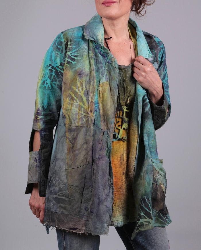 'wonders of nature' intricately painted summer jacket