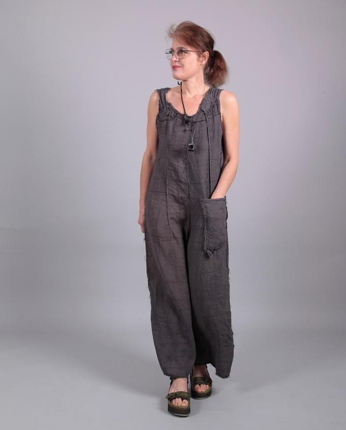 'relaxed and happy' Belgian linen jumpsuit
