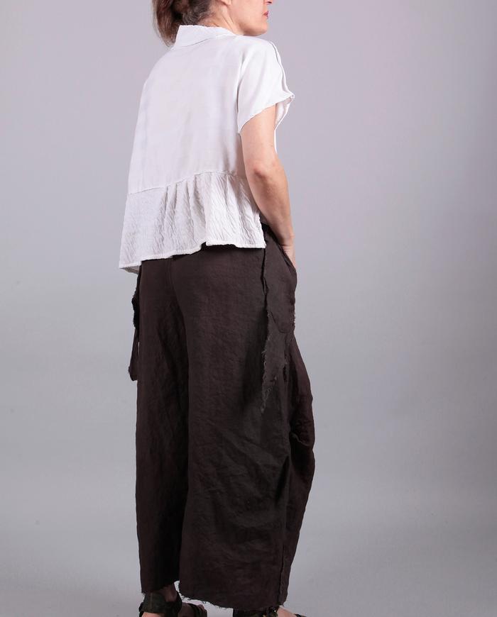 'taupe to mauve' slightly cropped hand-dyed wide leg pants