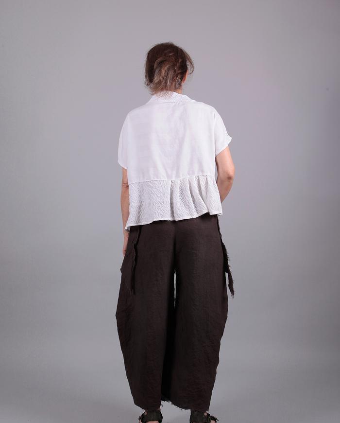 'taupe to mauve' slightly cropped hand-dyed wide leg pants