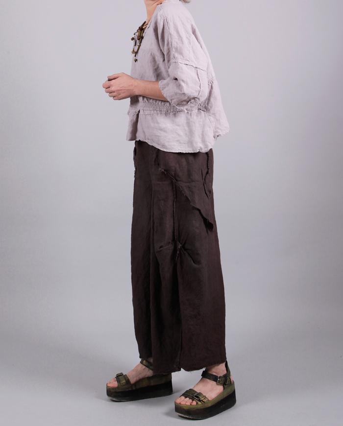 'taupe to mauve' slightly cropped hand-dyed wide leg pants