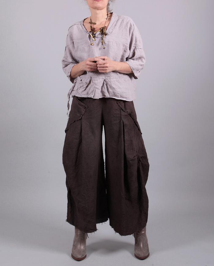 'taupe to mauve' slightly cropped hand-dyed wide leg pants