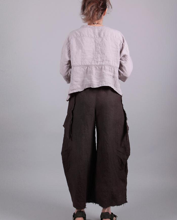 'taupe to mauve' slightly cropped hand-dyed wide leg pants