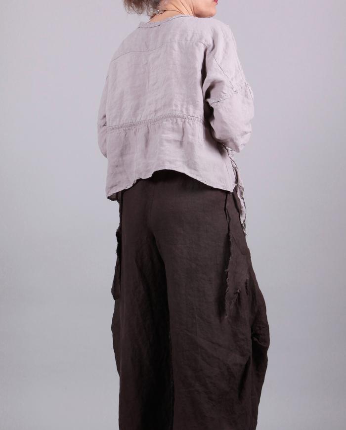 'taupe to mauve' slightly cropped hand-dyed wide leg pants