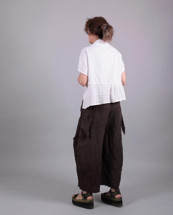 'taupe to mauve' slightly cropped hand-dyed wide leg pants