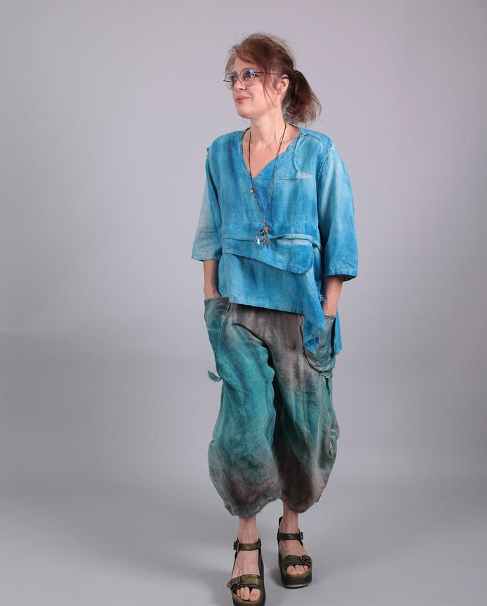 'a piece of summer sky' cerulean blue cropped linen top