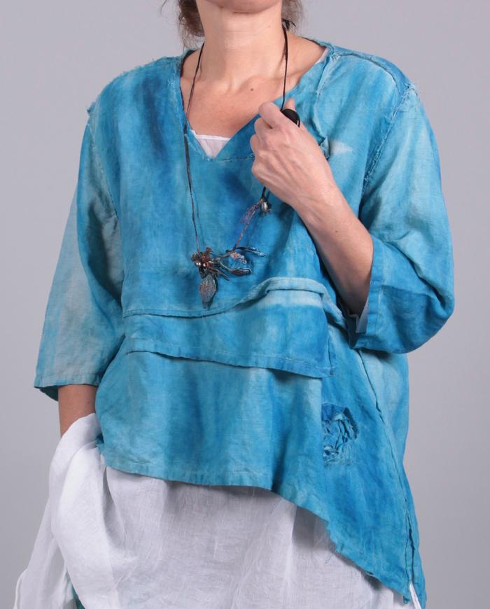 'a piece of summer sky' cerulean blue cropped linen top