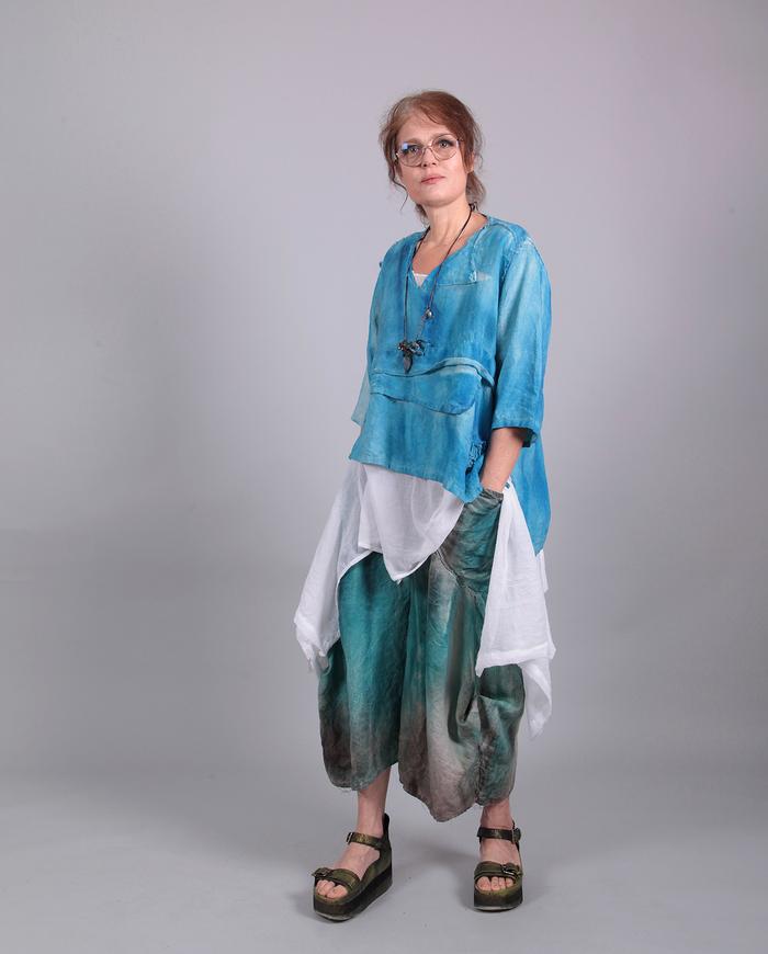 'a piece of summer sky' cerulean blue cropped linen top