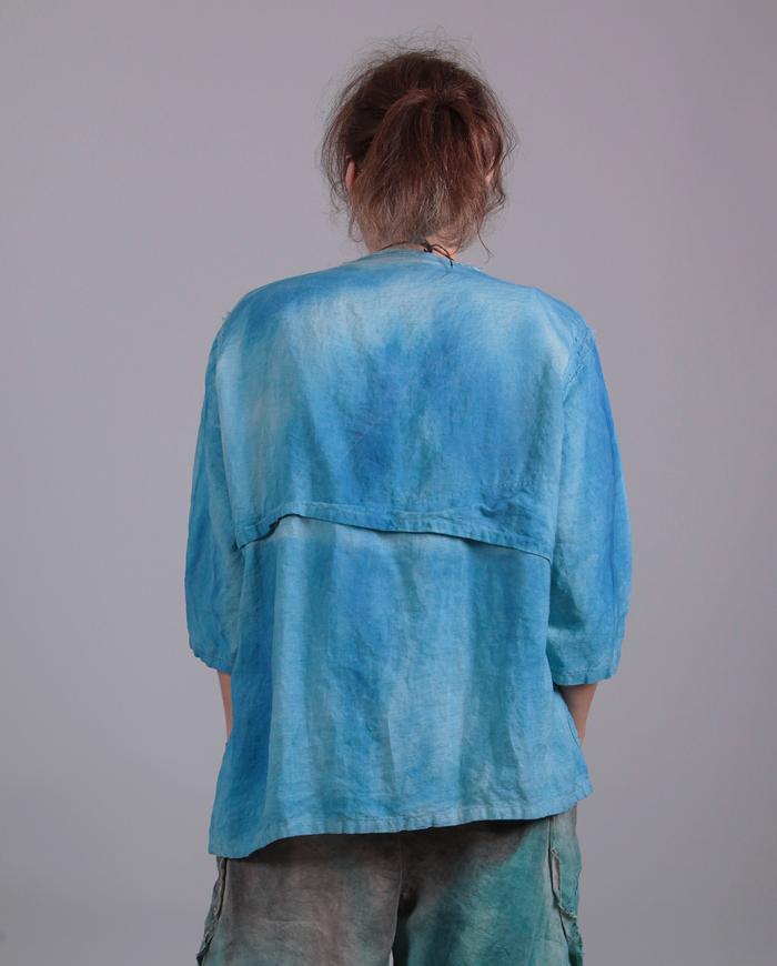 'a piece of summer sky' cerulean blue cropped linen top