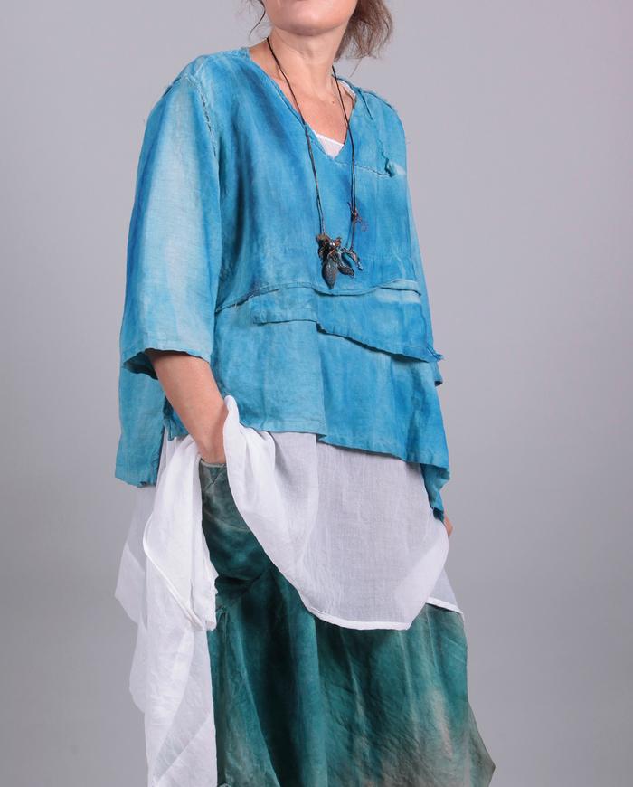 'a piece of summer sky' cerulean blue cropped linen top