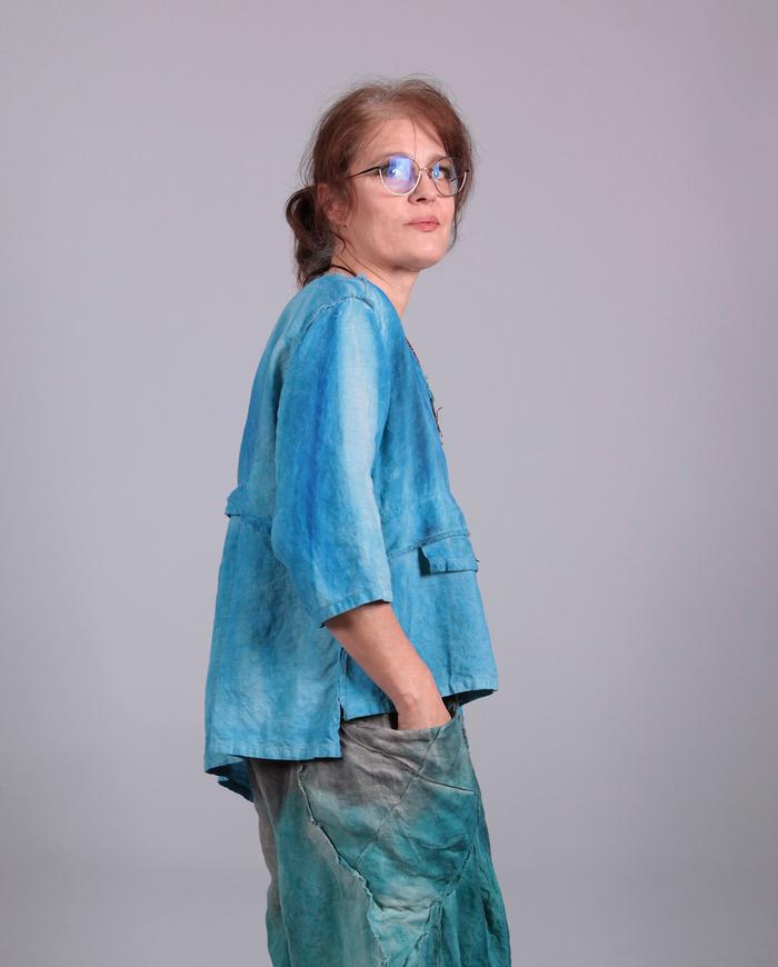 'a piece of summer sky' cerulean blue cropped linen top