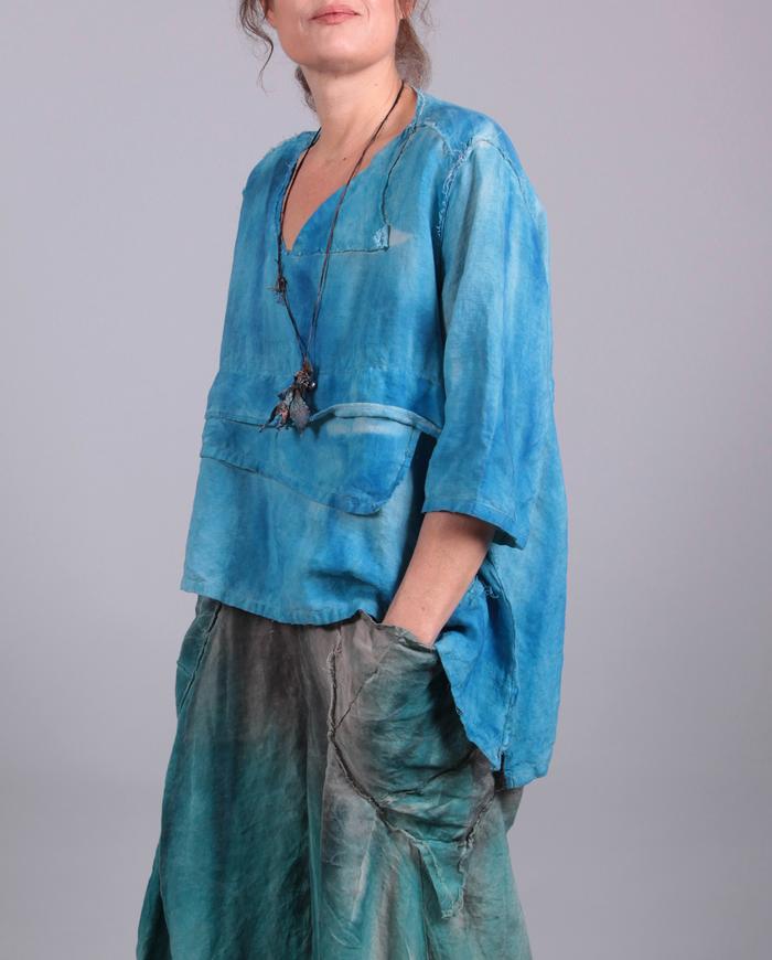 'a piece of summer sky' cerulean blue cropped linen top