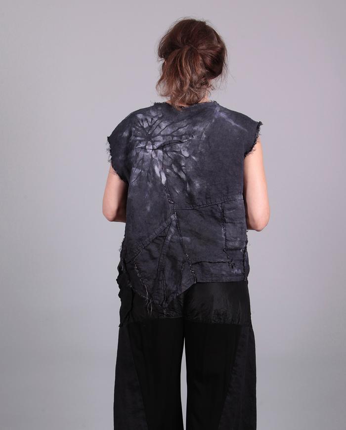 'a stroke at midnight' hand-painted asymmetrical top