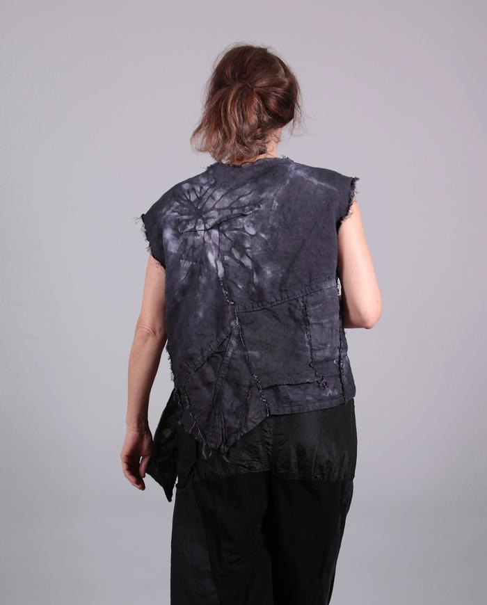 'a stroke at midnight' hand-painted asymmetrical top