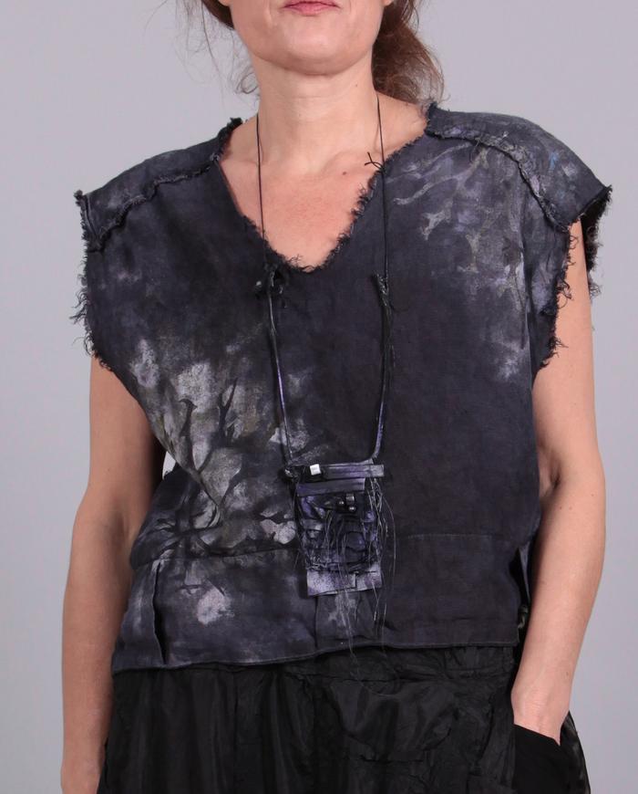 'a stroke at midnight' hand-painted asymmetrical top