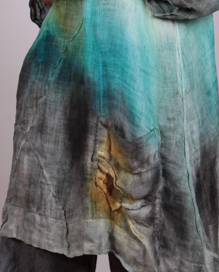 'gone with the wind' Belgian linen gauze hand-painted tunic