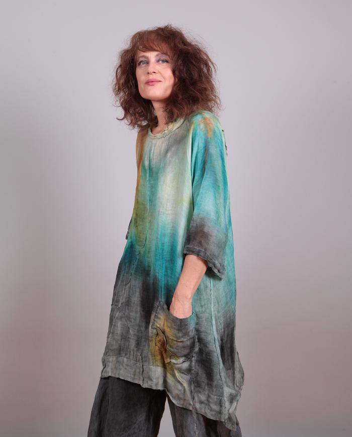 'gone with the wind' Belgian linen gauze hand-painted tunic