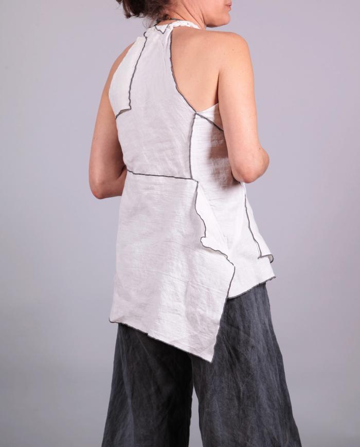 'the-feminine-me' open shoulder Belgian linen sculpted top