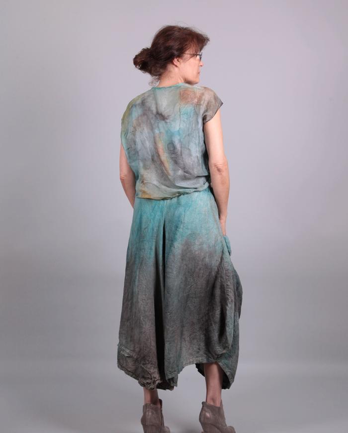 'si-fi sky' full sculptural summer-to-fall distressed textured skirt