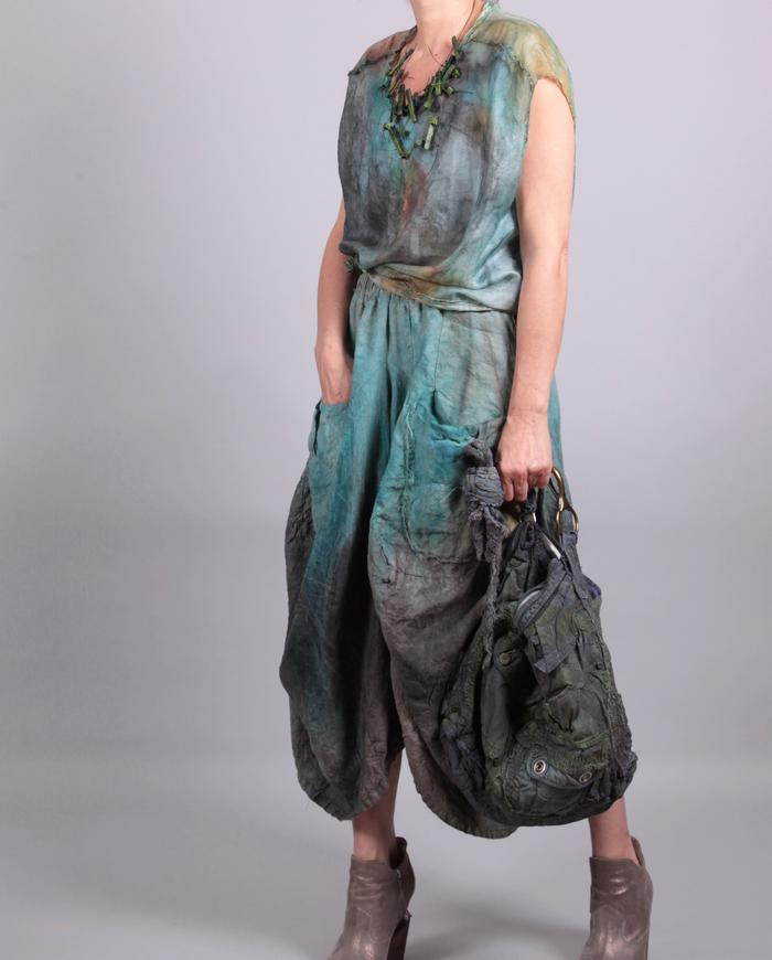 'si-fi sky' full sculptural summer-to-fall distressed textured skirt