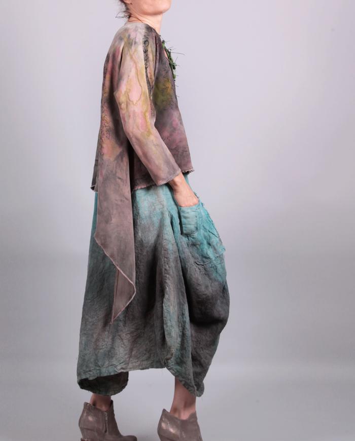 'si-fi sky' full sculptural summer-to-fall distressed textured skirt