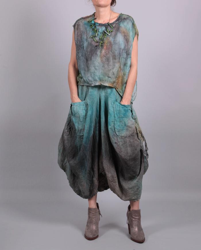 'si-fi sky' full sculptural summer-to-fall distressed textured skirt