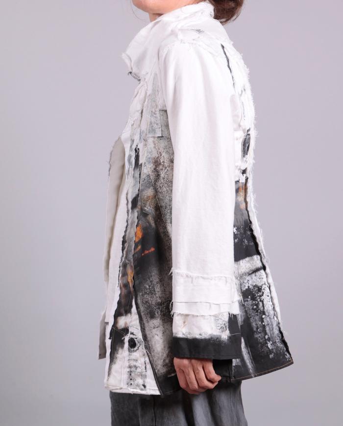 'summer soft' detailed white denim printed jacket