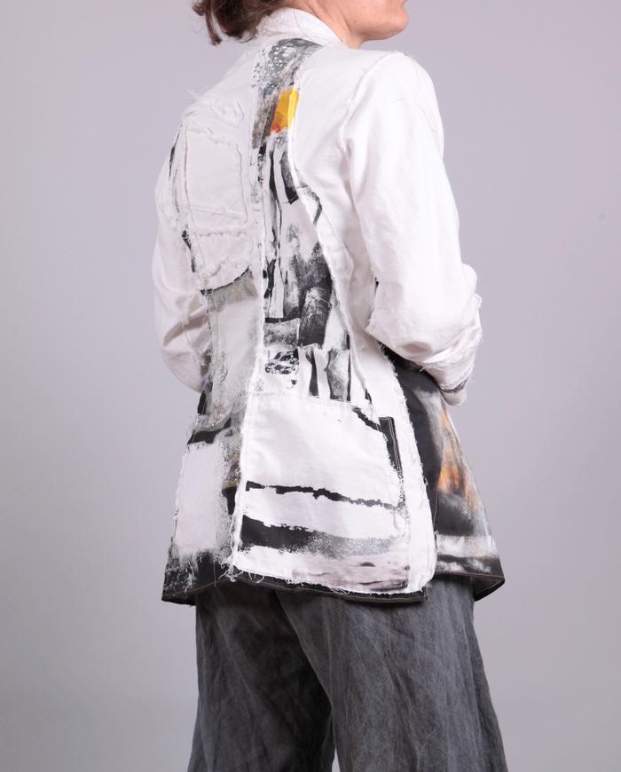 'summer soft' detailed white denim printed jacket