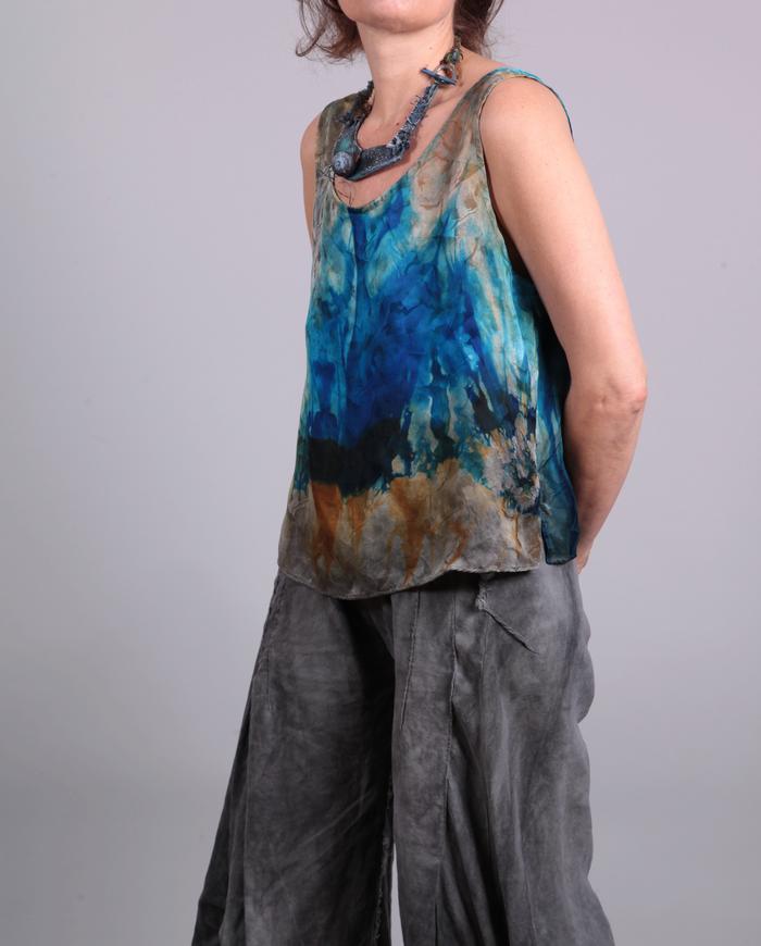 'burst of energy' hand-painted silk tank top