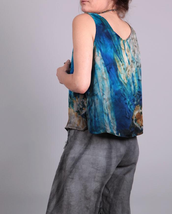 'burst of energy' hand-painted silk tank top