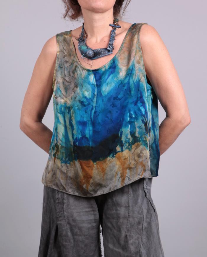 'burst of energy' hand-painted silk tank top