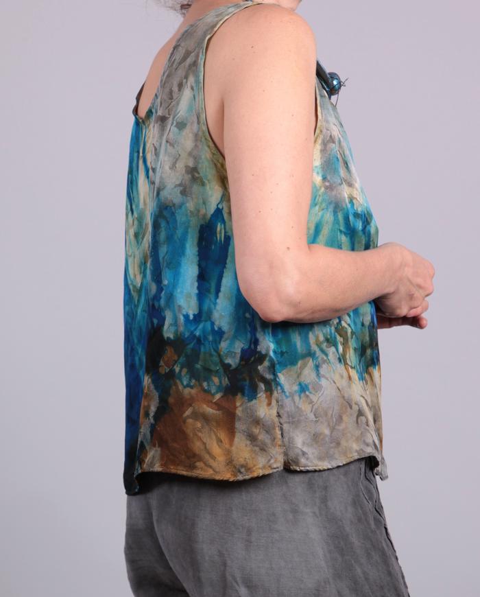 'burst of energy' hand-painted silk tank top