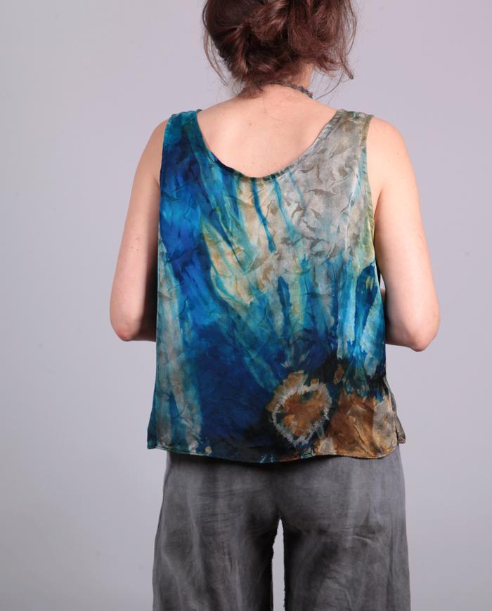 'burst of energy' hand-painted silk tank top