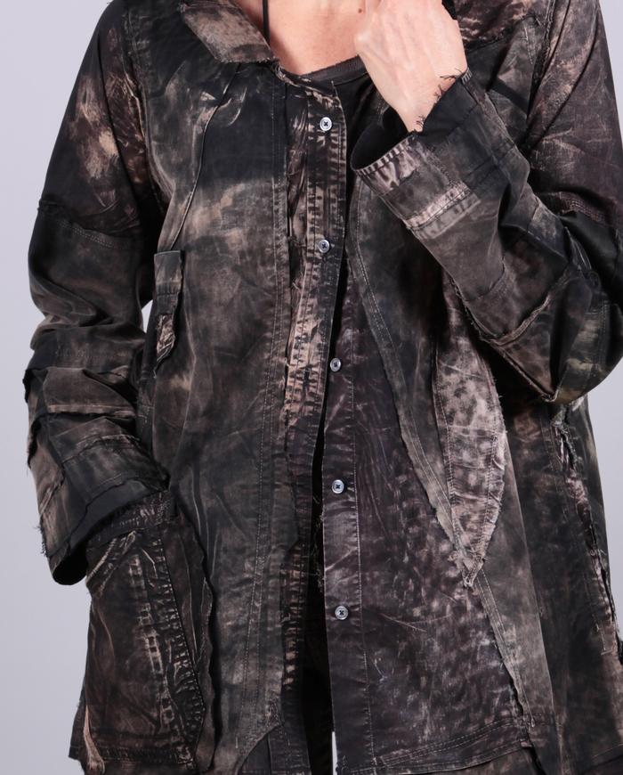 'big city walk' distressed button-down jacket/button-down 