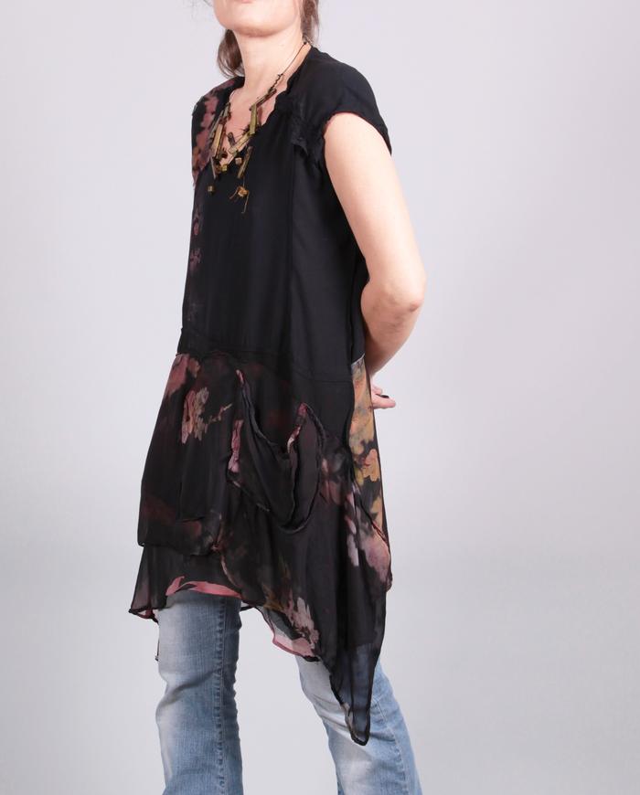 'secret garden' layered silk floral tunic/top