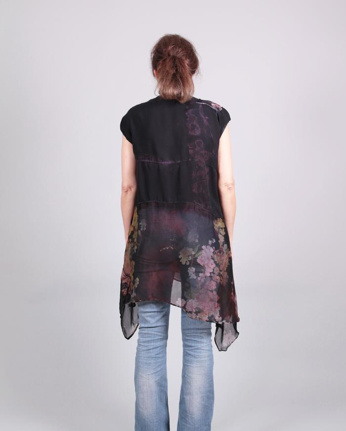 'secret garden' layered silk floral tunic/top