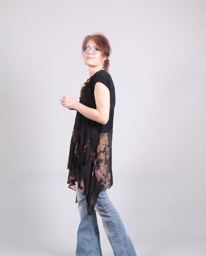 'secret garden' layered silk floral tunic/top