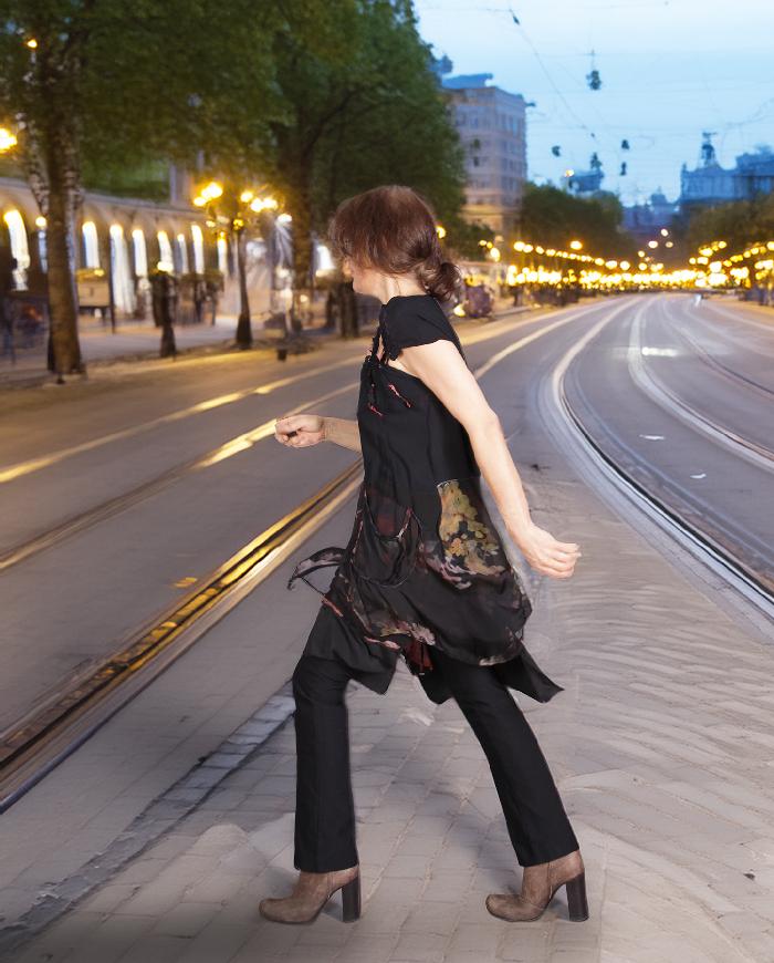 'a secret garden' layered silk floral dress/tunic