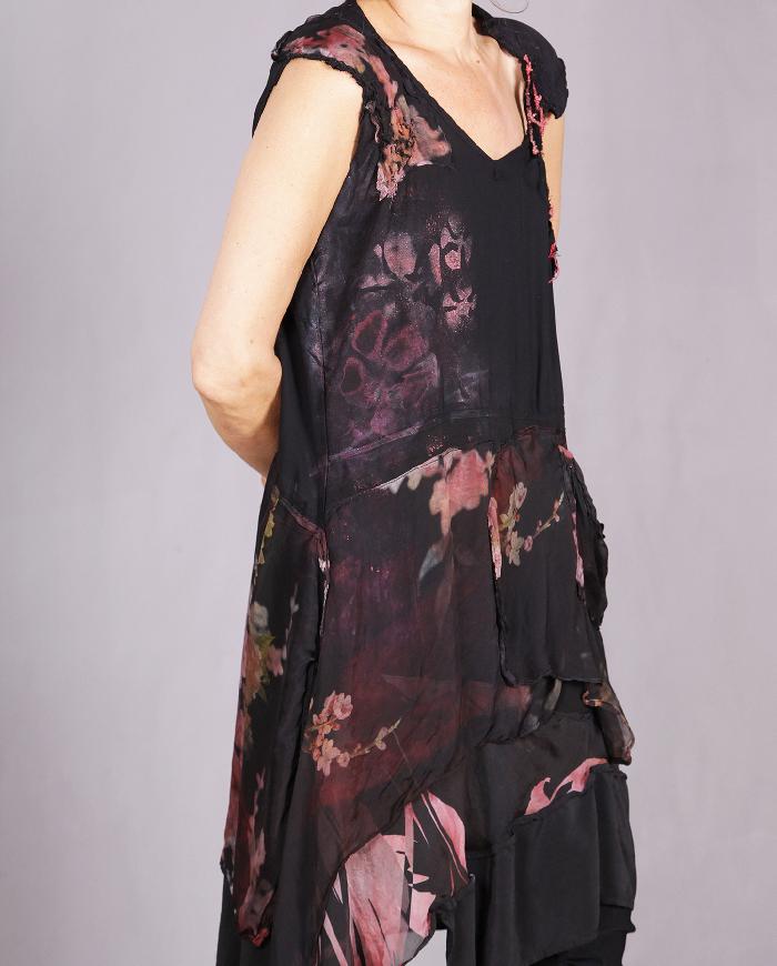 'a secret garden' layered silk floral dress/tunic